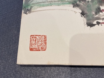 Chinese school: An album of twelve paintings with signatures of celebrities, a.o. Zhao Shaoang 趙少昂, ink and colour on paper, dated 1944