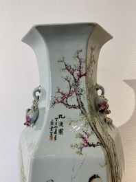 A fine Chinese hexagonal qianjiang cai vase, signed Ma Qingyun 馬慶雲, dated 1917