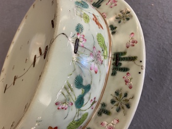 A Chinese famille rose celadon-ground 'carps' basin, 19th C.