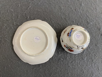 A Chinese famille rose 'elephant rider' cup and saucer, Yongzheng