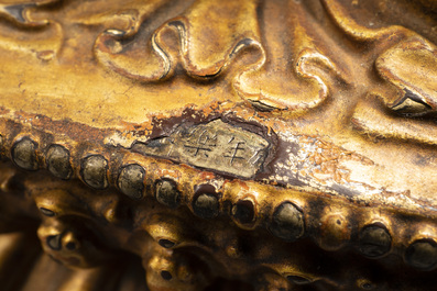 Statuette de Bouddha Amitayus en bronze laqu&eacute; et dor&eacute;, Chine, marque et &eacute;poque de Yongle 大明永樂年施