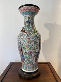 A Chinese famille rose vase with phoenix-shaped handles, 19th C.
