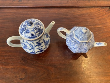Two Chinese blue and white teapots and covers, Kangxi