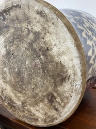 A Chinese blue and white 'lotus scroll' vase, Kangxi