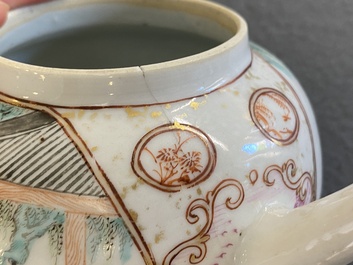 Cinq th&eacute;i&egrave;res en porcelaine de Chine famille rose, Yongzheng/Qianlong