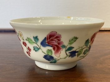 A Chinese famille rose semi-eggshell bowl with two quails, Yongzheng