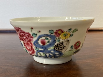 A Chinese famille rose semi-eggshell bowl with two quails, Yongzheng
