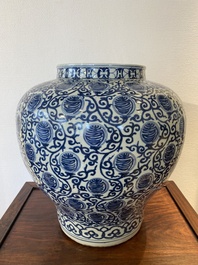 A large Chinese blue and white 'Shou' jar, Wanli mark but probably Republic