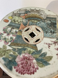 A Chinese qianjiang cai garden seat with antiquities in the style of Xu Pinheng 許品衡, 19th C.