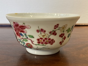 A Chinese famille rose semi-eggshell bowl with two quails, Yongzheng