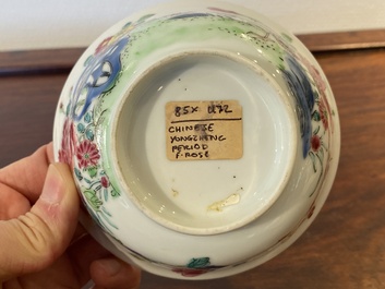 A Chinese famille rose semi-eggshell bowl with two quails, Yongzheng