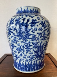 A Chinese blue and white 'lotus scroll' vase, Kangxi