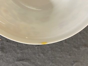 A Chinese famille rose semi-eggshell bowl with two quails, Yongzheng