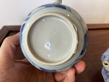 Two Chinese blue and white teapots and covers, Kangxi