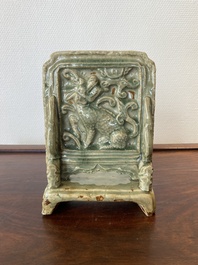 A small Chinese Longquan celadon table screen, Ming