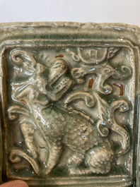 A small Chinese Longquan celadon table screen, Ming