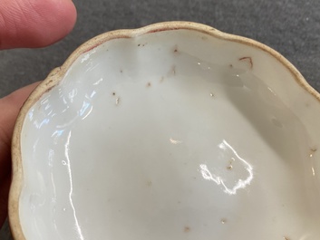 A Chinese peachbloom-glazed pumpkin-shaped box and cover, 19th C.