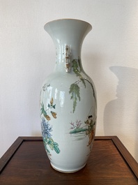 A Chinese famille rose two-sided design vase, signed Hong Chengwang 洪成旺, dated 1906