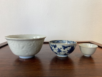 Drie Chinese blauw-witte kommen, Ming