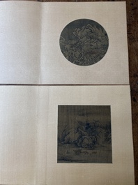 Chinese School: 'Two mountainous landscapes with scholars', ink and colour on silk, probably Ming