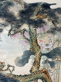 Hu Yefo 胡也佛 (1908-1980): 'Vier sc&egrave;nes uit de Xi Xiang Ji', inkt en kleur op papier