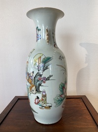 A Chinese famille rose two-sided design vase with court scene, signed Xia Jingguang 夏靜廣, Republic