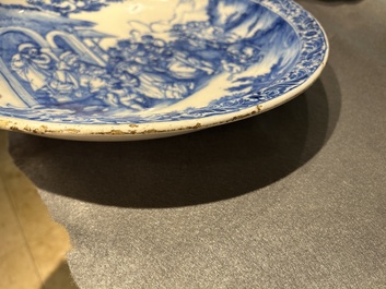 Plat exceptionnel en fa&iuml;ence en bleu et blanc &agrave; d&eacute;cor de l'Adoration des Mages, atelier Verstraeten, Haarlem, ca. 1640-1660
