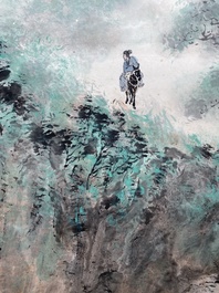 Yang Shanshen 楊善深 (1913-2004): 'Landscape with waterfall', ink and colour on paper, dated 1944