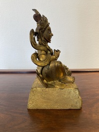 Statuette de Jambhala en bronze dor&eacute;, Sino-Tibet, 18&egrave;me