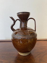 A Chinese brown-glazed ewer, Song