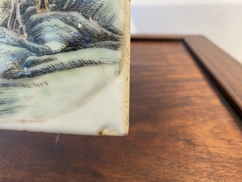 A Chinese rectangular famille rose plaque, Wang Yeting 汪野亭 seal mark, Republic