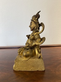 Statuette de Jambhala en bronze dor&eacute;, Sino-Tibet, 18&egrave;me