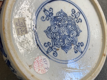 A Chinese blue and white ink stone, Kangxi