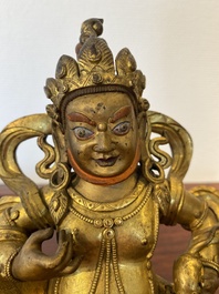 Statuette de Jambhala en bronze dor&eacute;, Sino-Tibet, 18&egrave;me