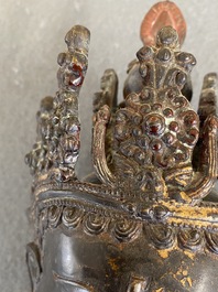 A large Sino-Tibetan gilt-lacquered bronze Budddha, 19/20th C.