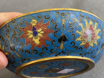 A Chinese cloisonn&eacute; 'dragon' brush washer, Qianlong mark but probably later