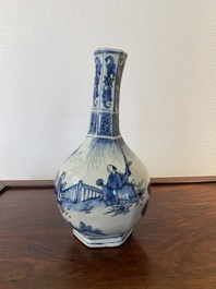 A Chinese blue and white 'Wang Xizhi' bottle vase, Transitional period