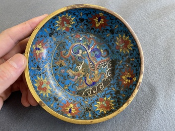 A Chinese cloisonn&eacute; 'dragon' brush washer, Qianlong mark but probably later