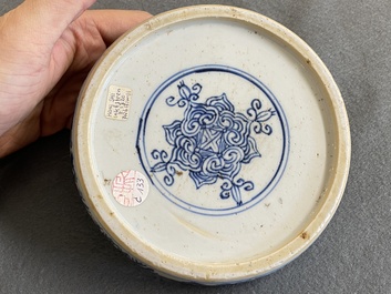 A Chinese blue and white ink stone, Kangxi