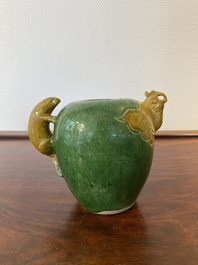 `-$A Chinese sancai-glazed water dropper with phoenix-shaped spout, Ming or Kangxi