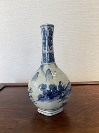 A Chinese blue and white 'Wang Xizhi' bottle vase, Transitional period