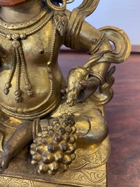 Statuette de Jambhala en bronze dor&eacute;, Sino-Tibet, 18&egrave;me
