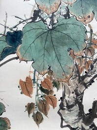 Toegeschreven aan Yan Bolong 顏伯龍 (1898-1955): 'Vogels', inkt en kleur op papier
