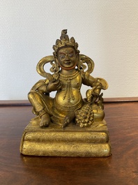 Statuette de Jambhala en bronze dor&eacute;, Sino-Tibet, 18&egrave;me