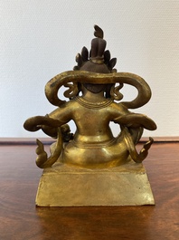 Statuette de Jambhala en bronze dor&eacute;, Sino-Tibet, 18&egrave;me