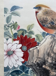 Toegeschreven aan Yan Bolong 顏伯龍 (1898-1955): 'Vogels', inkt en kleur op papier