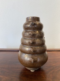 A Chinese monochrome brown-glazed vase, Song