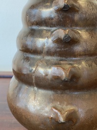 A Chinese monochrome brown-glazed vase, Song