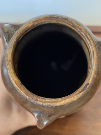 A Chinese monochrome brown-glazed vase, Song