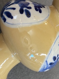Two Chinese blue and white bowls, a small plate and a caf&eacute;-au-lait ground sprinkler, Kangxi